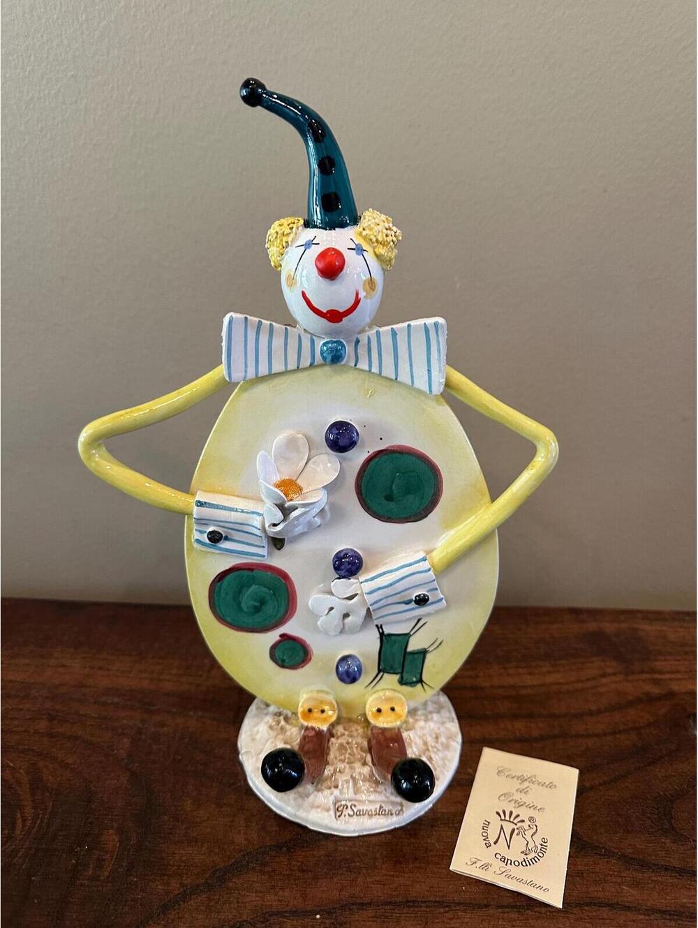 Vintage Nuova Capodimonte Ceramic Flat Circus Clown by P. Savastano